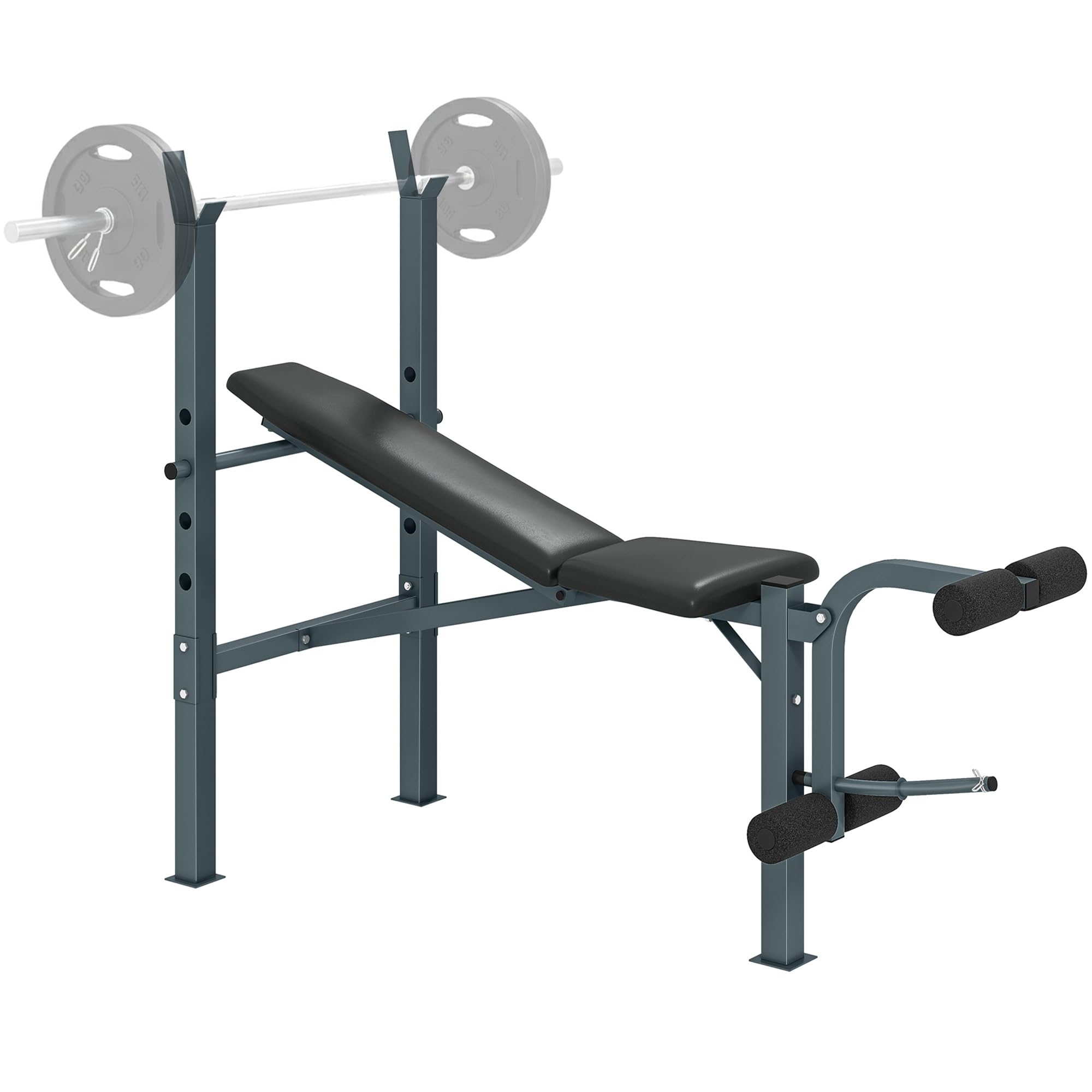 HOMCOM Heavy Duty Adjustable Multi Gym Chest Leg Arm Weight Bench w/4 Incline Postions - Black/Silver