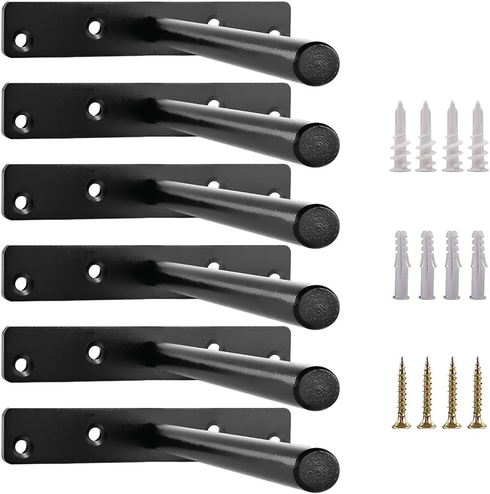 MLOQI 6 Pack Floating Shelf Brackets Heavy Duty, Hidden Wall Shelf Supports, Solid Steel Brackets for Shelves with Screws (6 Inches)
