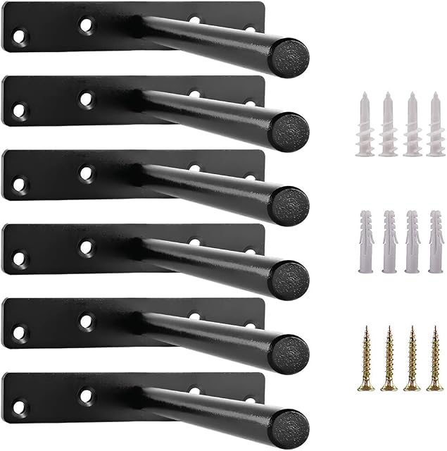 MLOQI Floating Shelf Brackets 6 Inches Heavy Duty Blind Shelf Supports, Solid Steel Hidden Brackets for Concealed Wood Shelves, Invisible Wall Shelf Brackets with Hardware Needed (6pcs)