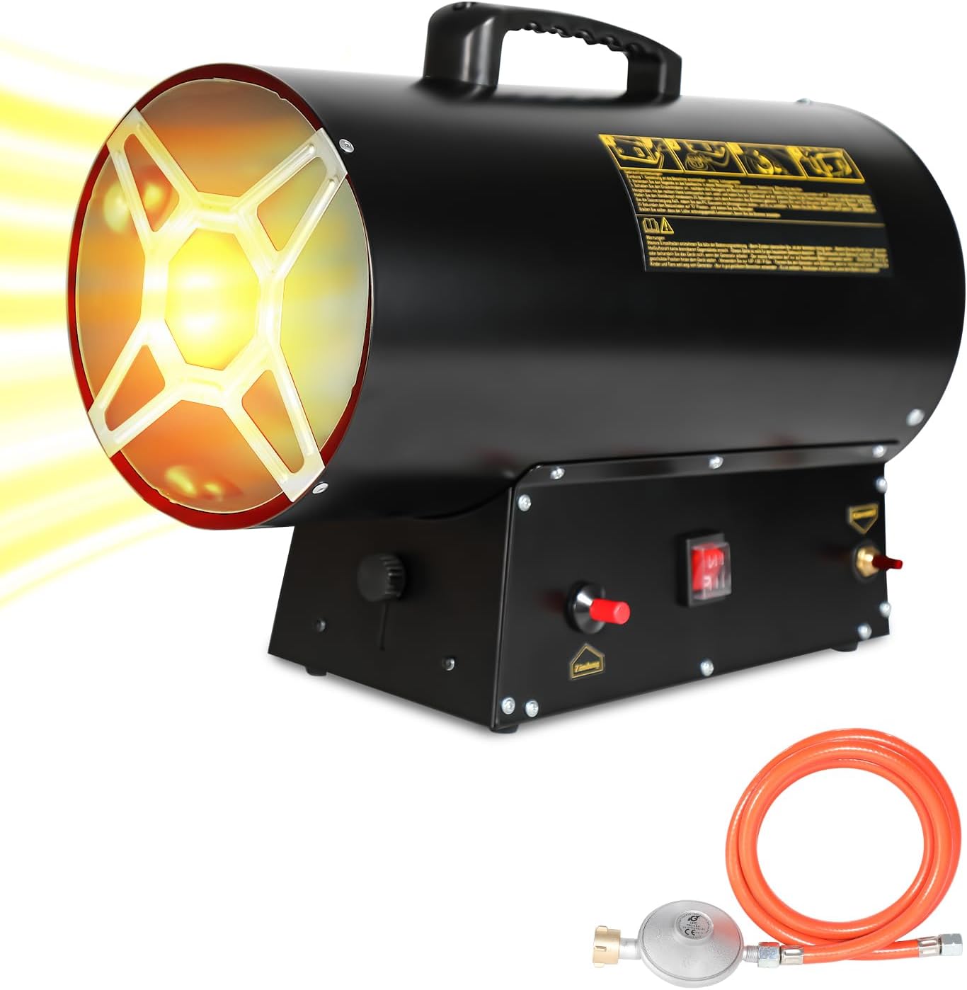 Tysobes Gasheizgebläse 15W - Tragbarer Gasheizer Mit Druckregler Für Baustellen & Hallen