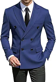 Blazer masculino trespassado – Slim Fit Royal Blue Formal Business Suit Jacket
