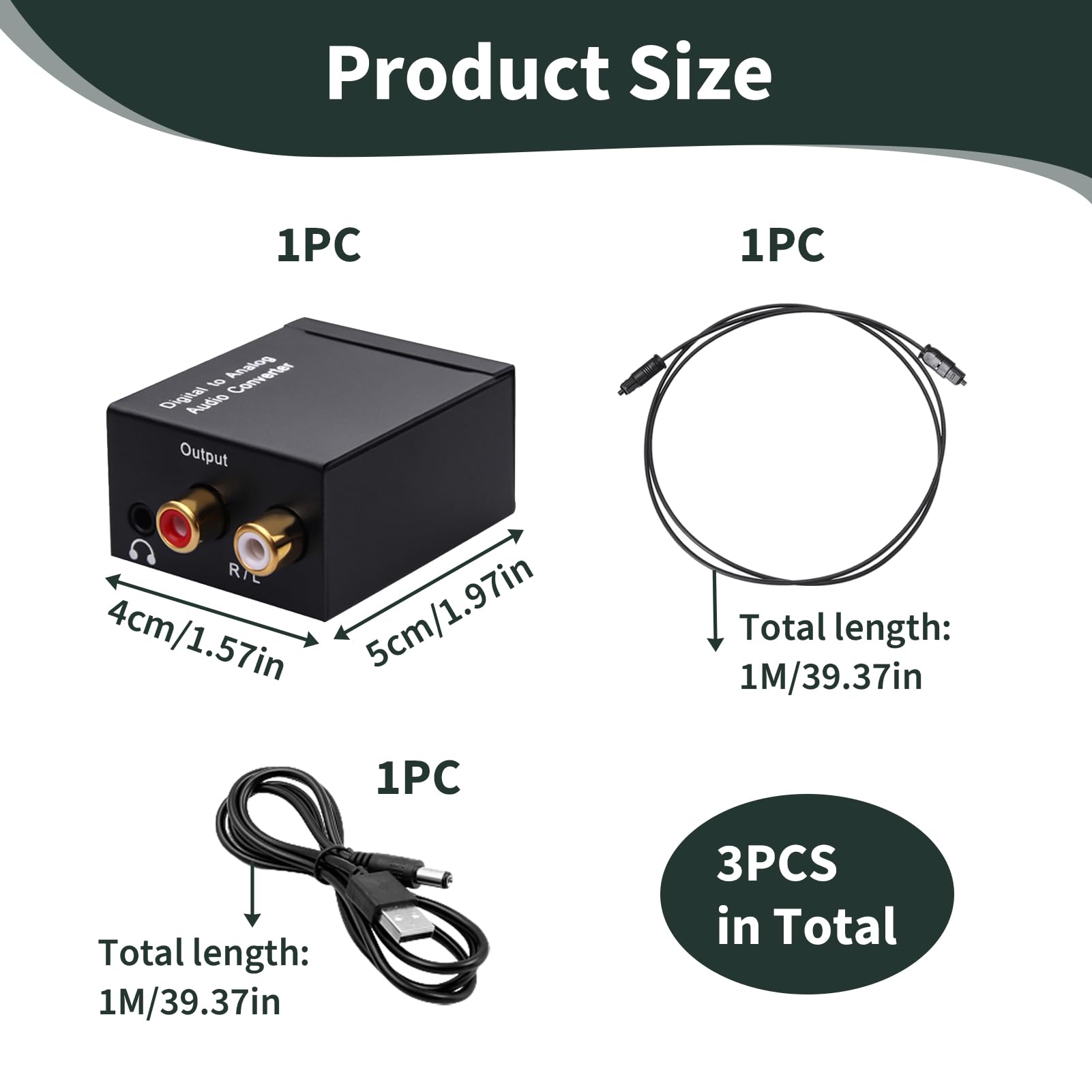 Convertisseur Audio Numérique Analogique 192kHz SPDIF Optique Coaxial Toslink vers RCA Stéréo L/R Adaptateur Jack 3,5mm