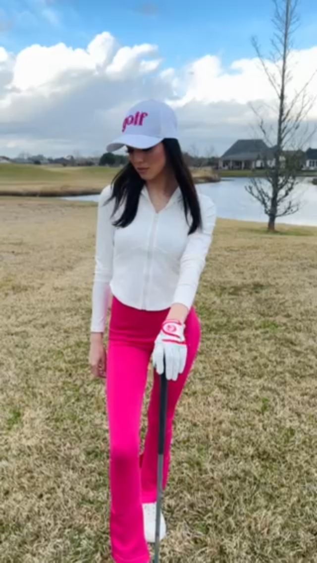 Gorra de golf blanca con acento rosa para mujer miniatura 7