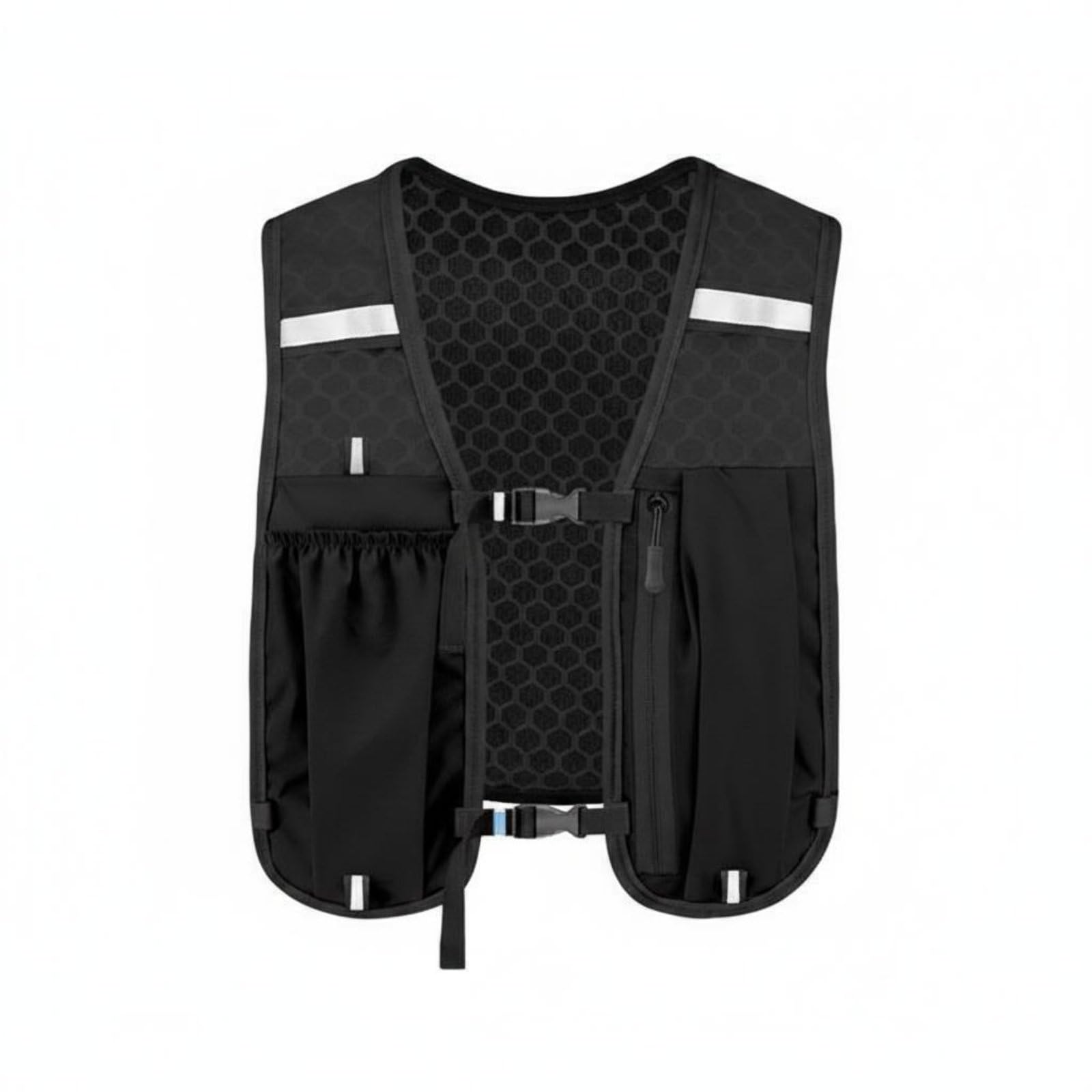 MYADDICTION Breathable Mesh Trail Running Vest Adjustable Fit Running Vest Pack Waterproof Lightweight Chest Pack Multiple Pockets for Runners, Hikers, Long-Distance Race, Cycling, Black-image-29