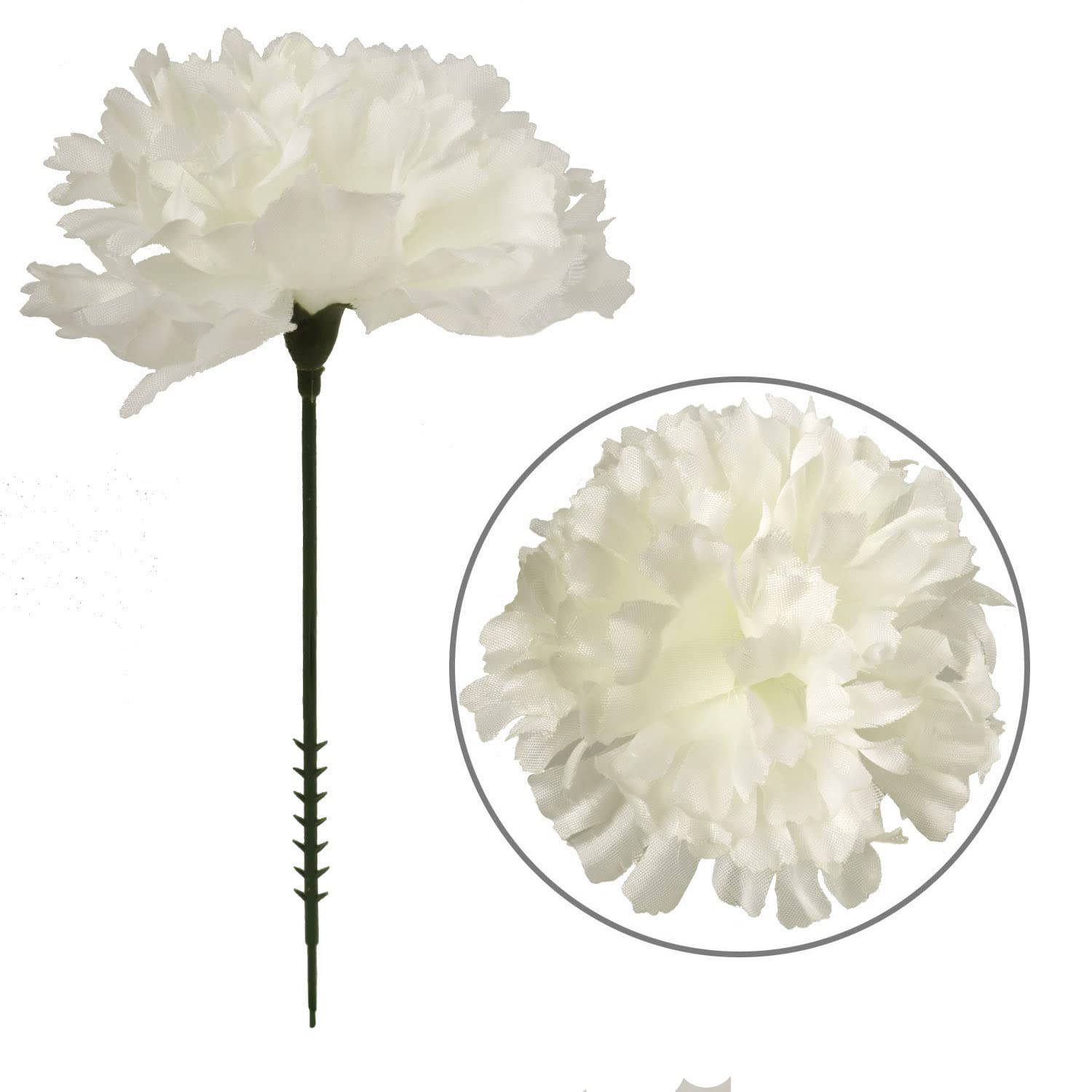 Larksilk 100 Candle White Silk Carnation Picks