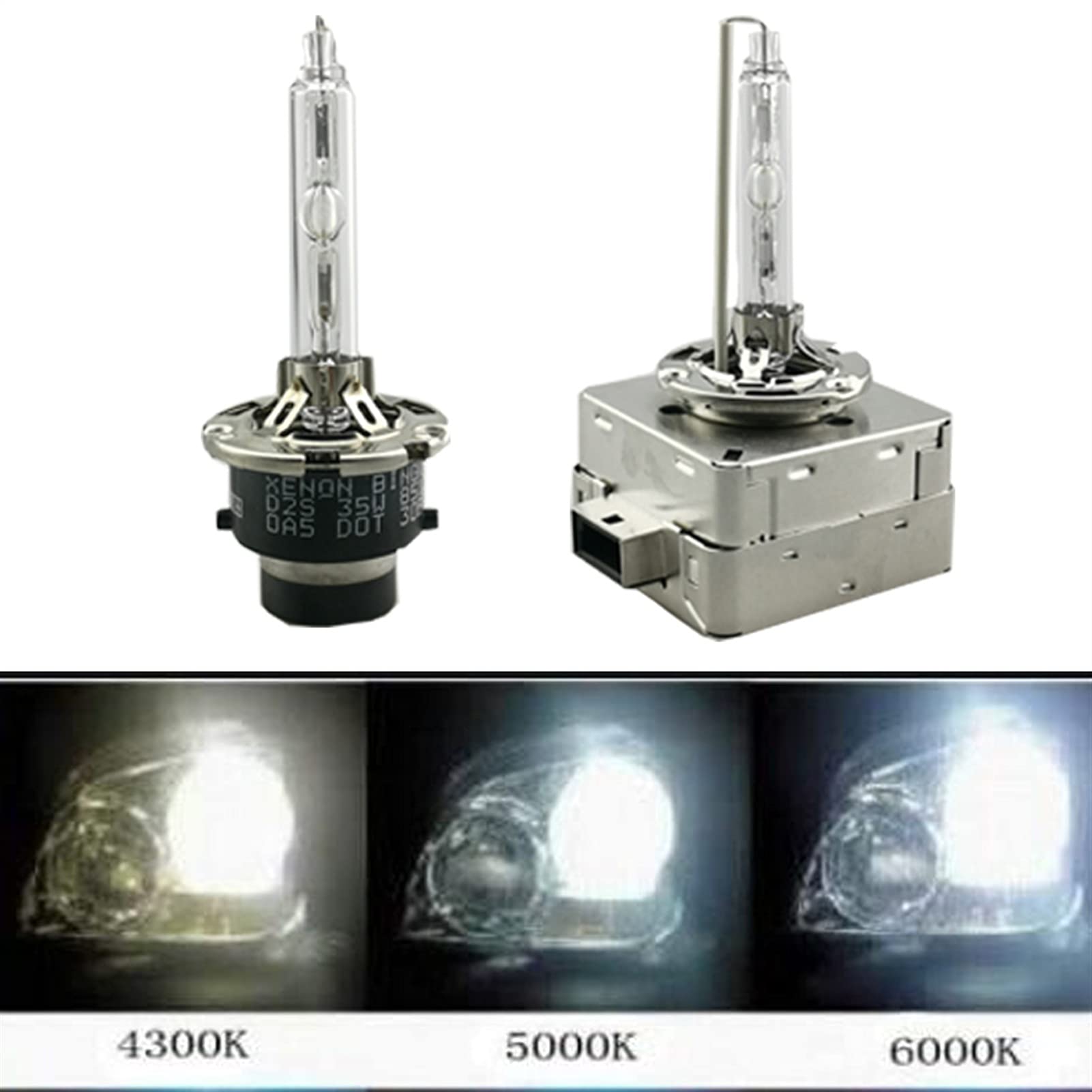 Żarówka ledowa 2 sztuk Xenon Hid Bulb Hid Xenon D2S Lampa Xenon Bulb 35W D1S D2S D2R D3S D4S D4R 4300K ​​5000K 6000K (Color : 4300K Warm white, Size : D4R)