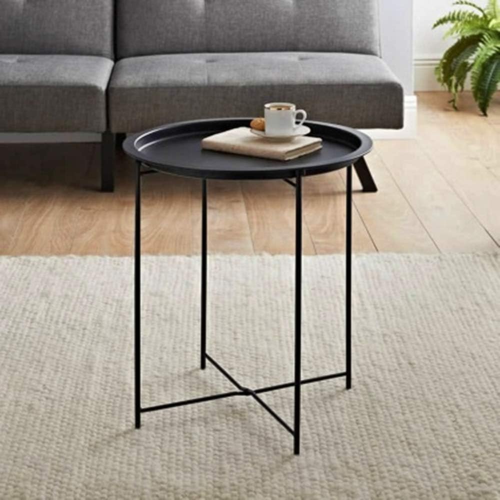 Fabulous Tromso Removable Top Metal Tray Side Table Unique Addition to Your Home Black
