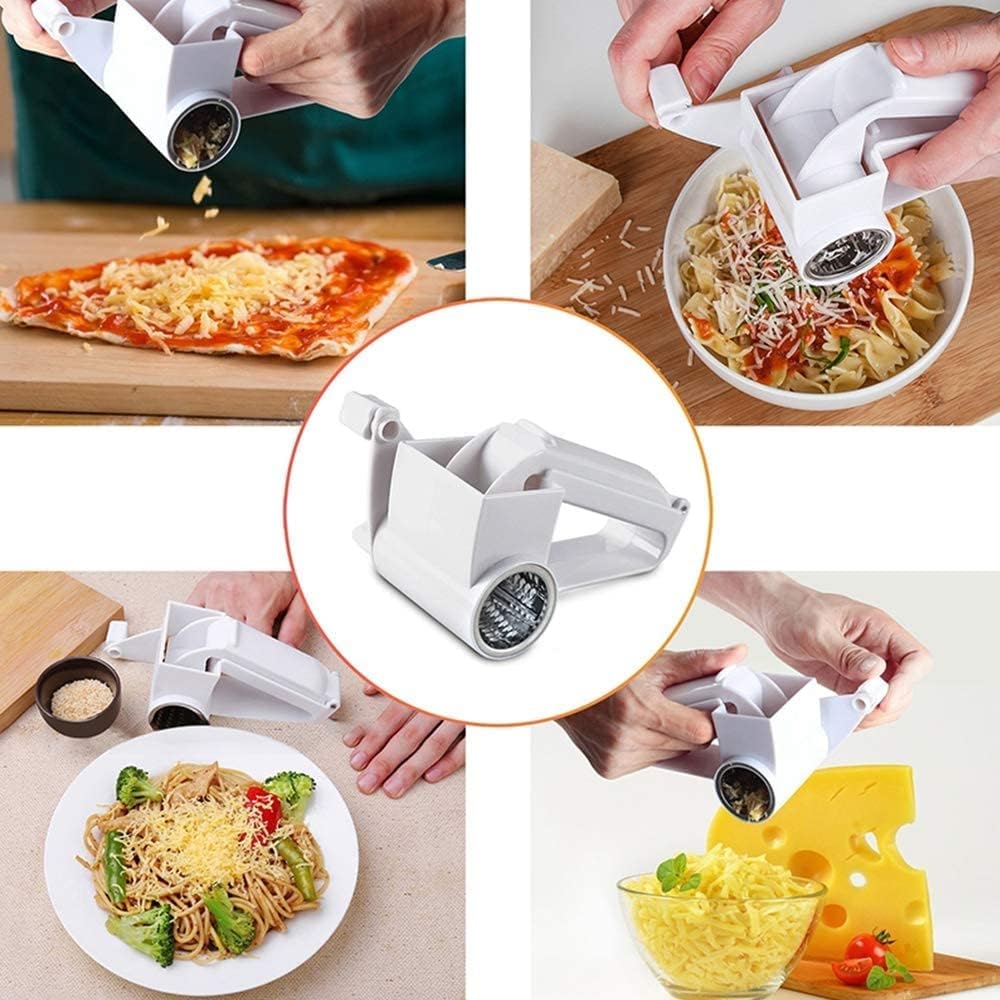 1 PAC Rotary Cheese Graters, Manual Handheld Cheese Cutter with Stainless Steel Drum, Hand Crank Kitchen Tool for Grating Hard Cheese, Chocolate, Nuts and More