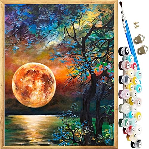 JanFebMar Peinture par Numéro, Kits de Peinture à l'Huile avec 24 Peintures Acryliques et 3 Pinceaux pour Adulte et Enfant, 40 x 50 cm DIY Paint by Numbers sur Toile Sans Cadre Cover