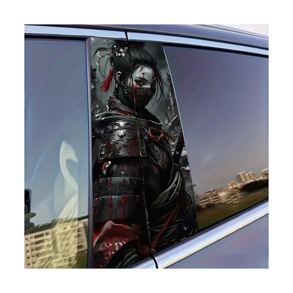 Dabhuoc Women's One Color Car Parts 2 Pcs Car Center Pillar Sticker Samurai Glossy Protective Polyethylene Film