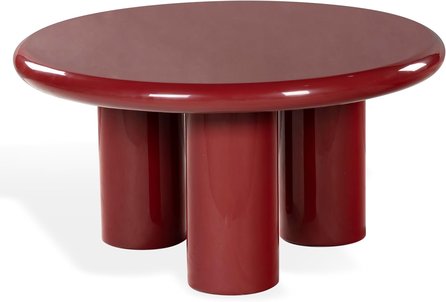 SAFAVIEH Couture Collection - Lolita Red Concrete Coffee Table, Round High Gloss Accent Table, Modern Sculptural Design (SFV2623C)
