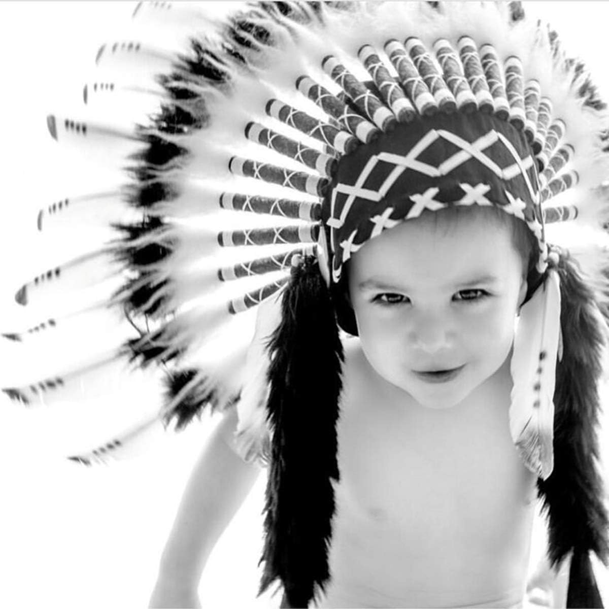 Yinuoday Native American Headdress, Photo Props Indian Headwear Feather Headdress Headband Accessories for Party Photo Props Party Home Decor