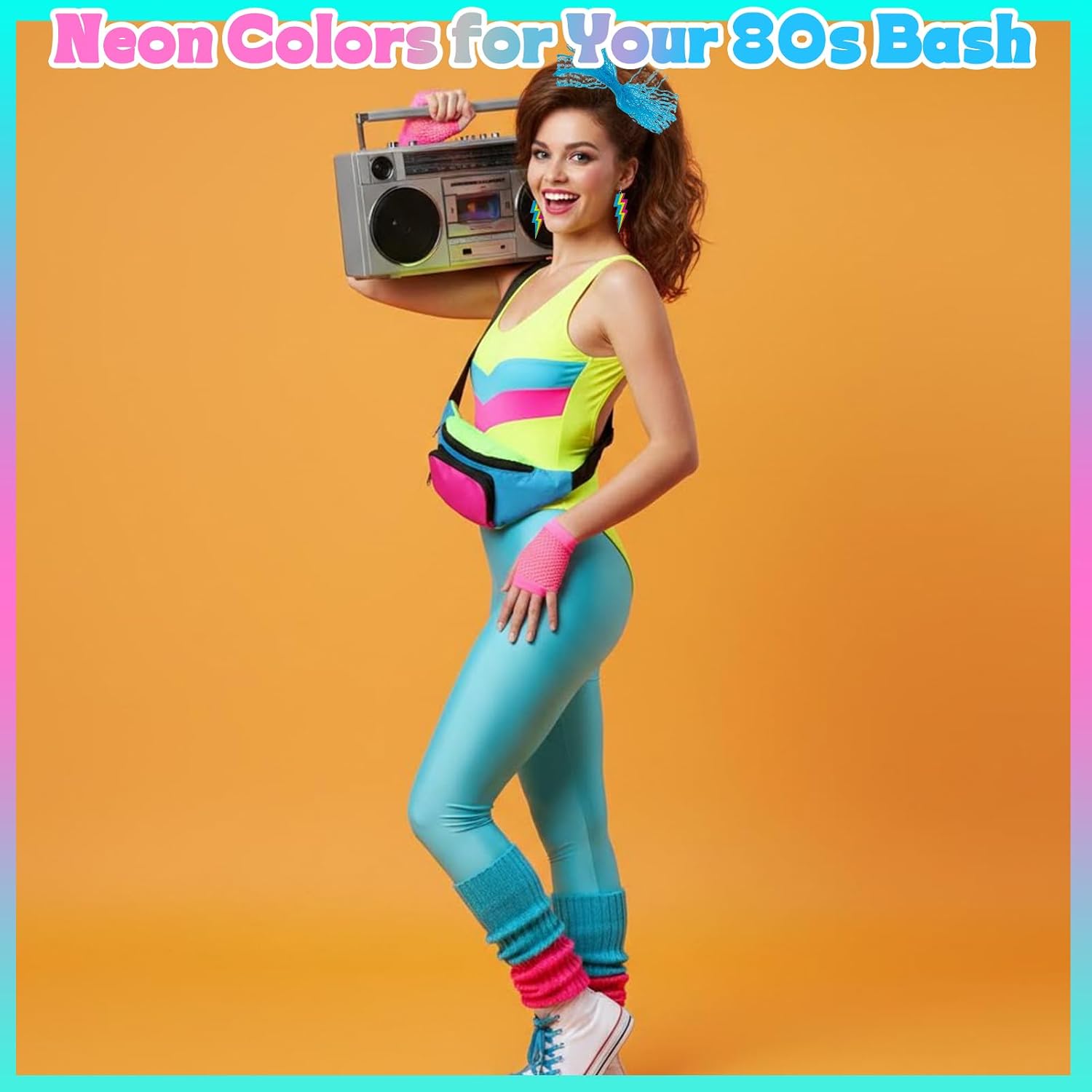 5Pcs 80s Accessories for Women Neon Costume Halloween Cosplay