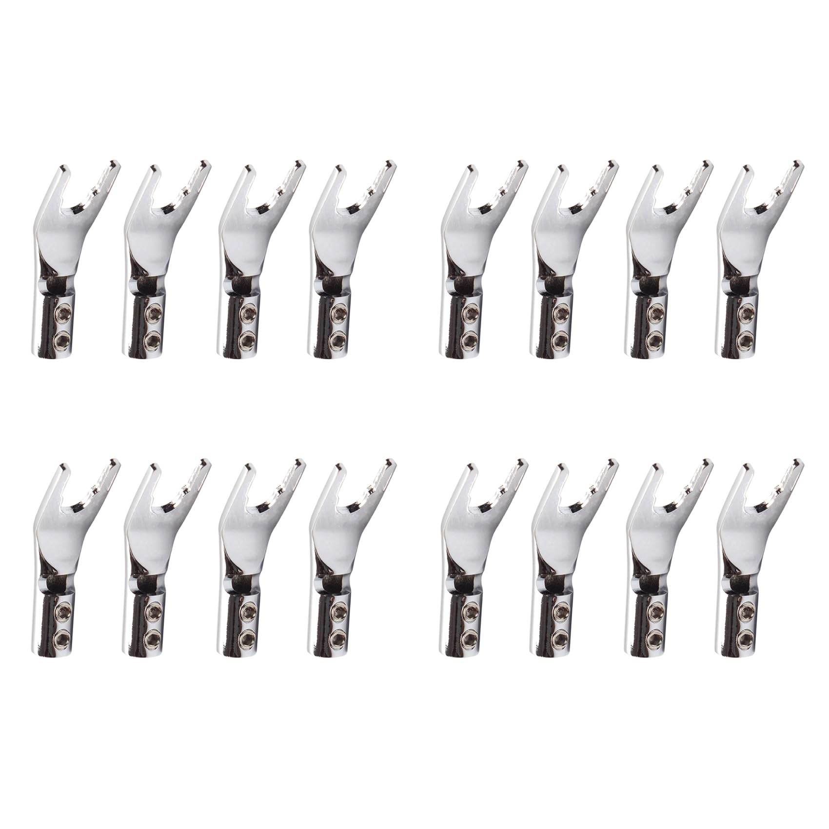Jnchdghwa Silver 16 Pcs Audio Jack Y Banana Plug Solder Wire Connector Y Plated Copper Fork Hifi Speaker Spade Connector