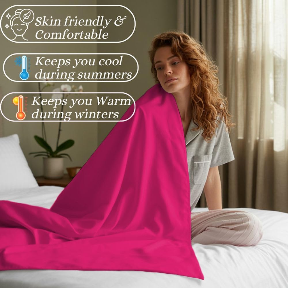Egyptian Cotton Flat Bed Sheet – Grand King Size, 500 Thread Count Top Sheet Only, Super Soft Cooling Cotton Bedding, Luxury Hotel Quality All Season Sheet Solid Hot Pink