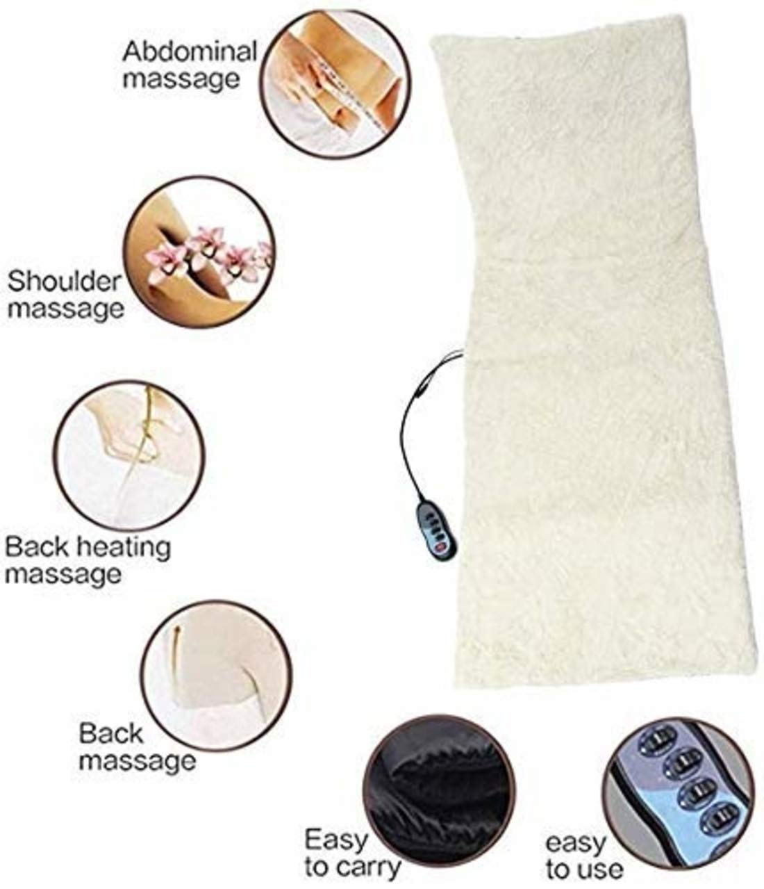 Vibrating Head-Neck-Leg Massager Bed Cushion Mattress with Remote Control - Full-Body Vibration and Heat Massage Mat for Stress Relief | Back and neck pain blood circulation (beige) Vibrating Head-Neck-Leg Massager Bed Cushion Mattress with Remote Control - Full-Body Vibration and Heat Massage Mat for Stress Relief | Back and neck pain blood circulation (beige)