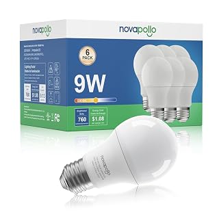novapollo A19 LED Light Bulbs, 6-Pack, 60W Equivalent Non-Dimmable Light Bulb, 5000K Daylight, 760LM, E26 Base for Home Lighting - Amazon product rated Grade A