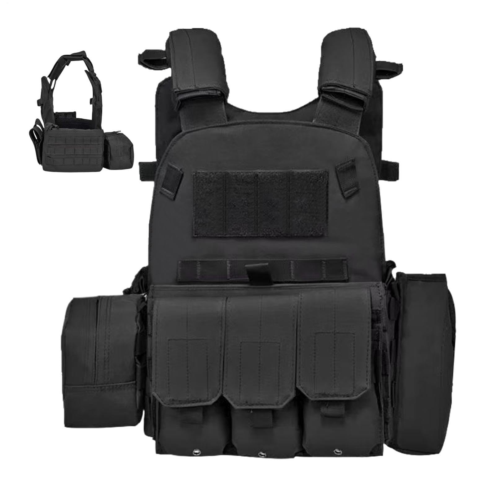 Airsoft Vest Kids Adjustable Protective Multiple Pouches Chest Rig