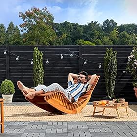 cucunu Chaise Lounge Outdoor in Weatherproof Acacia Wood for Patio, Pool or Spa I Rocking Sun Lounger Chair for… 61pgRTRMiQS. SS280