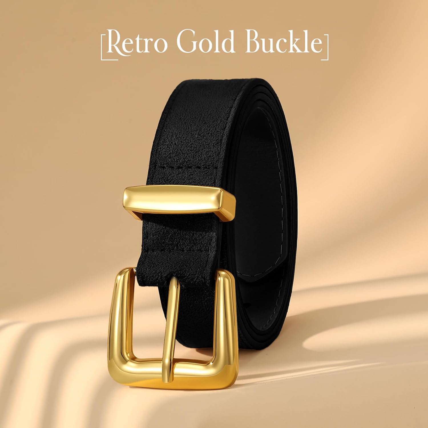 WHIPPY Women Suede Belt for Jeans Pants Casual Fashion Ladies Waist Belts with Retro Gold Buckle - Image 7