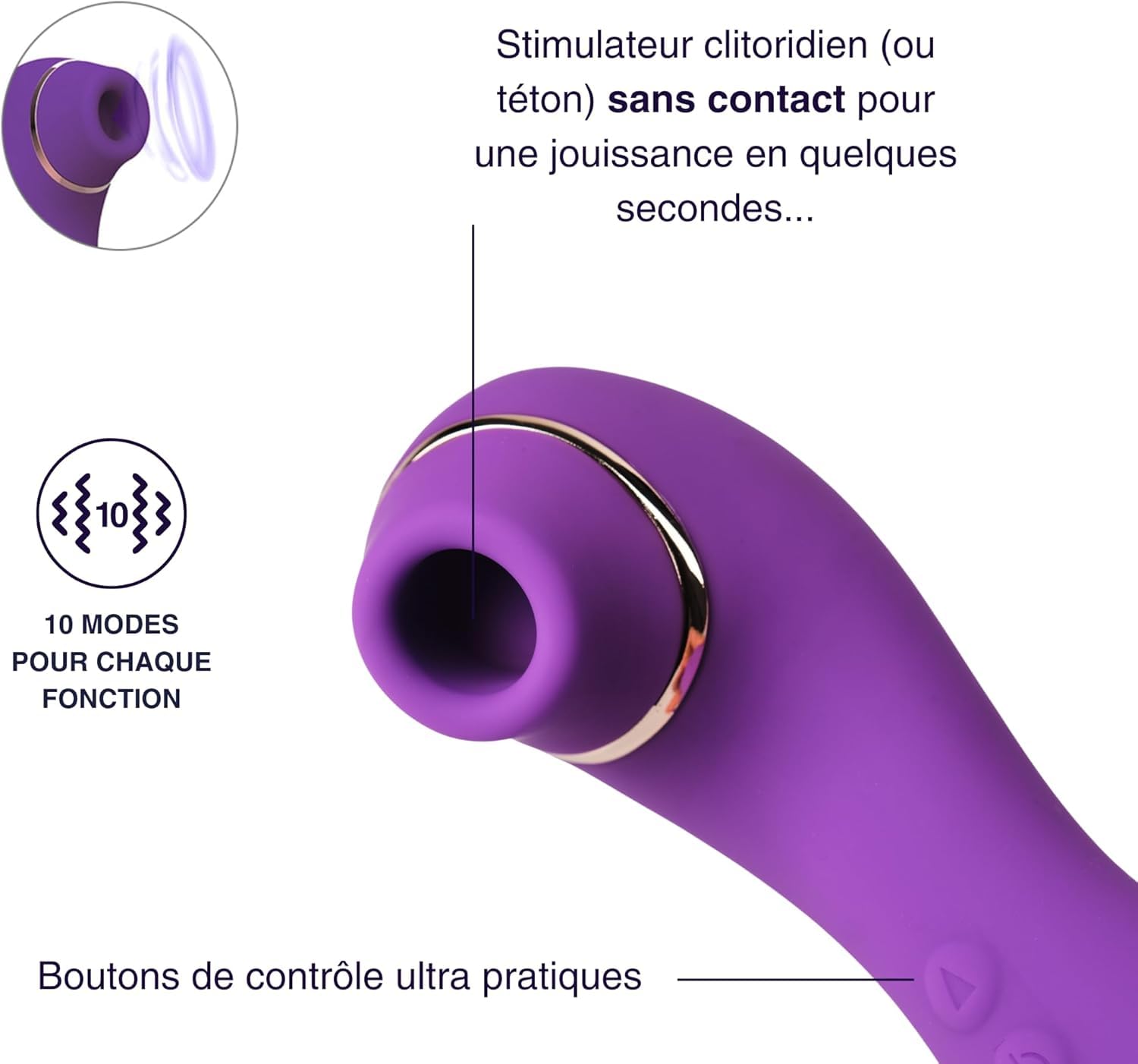 Mon Amour - Stimulateur 2 en 1 Succion et Effet Langue - 10 Modes de Succion et 10 Modes d'Effet Langue - Silicone Hypoallergénique - Étanche IPX6 - Plaisir Intense