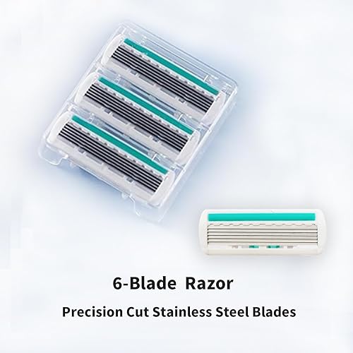 Miniatura 5 de Maquinilla de afeitar de 6 cuchillas, cartuchos de repuesto manuales antideslizantes de plástico para hombres, herramienta de cuidado de limpieza