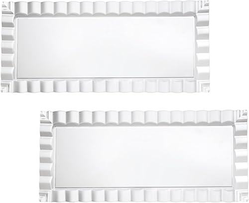 Miniatura 3 de Party Essentials Bandejas onduladas decorativas desechables de plástico duro, 17 "x 9", borde blancoplateado