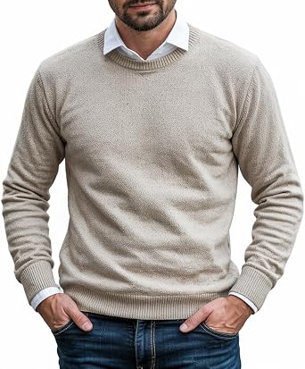 GodLover Mens Crew Neck Sweater Slim Fit Lightweight Sweatshirts Knitted Pullover for Casual Or Dressy Wear