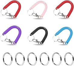 6 Pièces Porte Clés à Ressorts à Spirale, Porte-Clés à Ressort en Plastique, Porte Clés à Ressort, Porte-Clés en Spirale Extensible, Porte-clés Spirale, Porte-Clés élastiques en Spirale, Porte-Clés