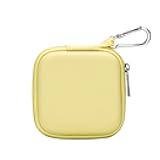 Mini-Portable Hard Shell Square Earbuds Case for Apple EarPods/Samsung Galaxy Wired/Wireless Earbuds, Cell Phone Accessories Organizer with Carabiner for Earphones Tech Pouch, Butter Yellow
