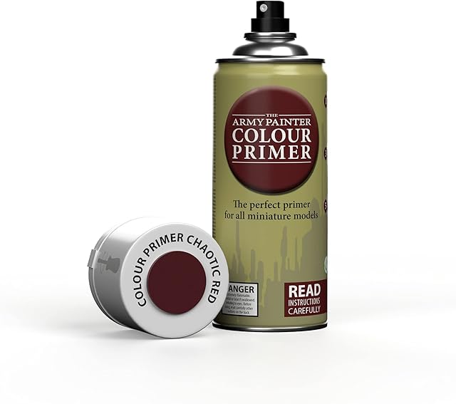 The Army Painter Colour Primer Chaotic Red, 400 mL Acrylic Spray Primer, Spray Paint Basecoat for Miniature Priming, Tabletop Roleplaying, Boardgames, and Wargames Miniature Modelling