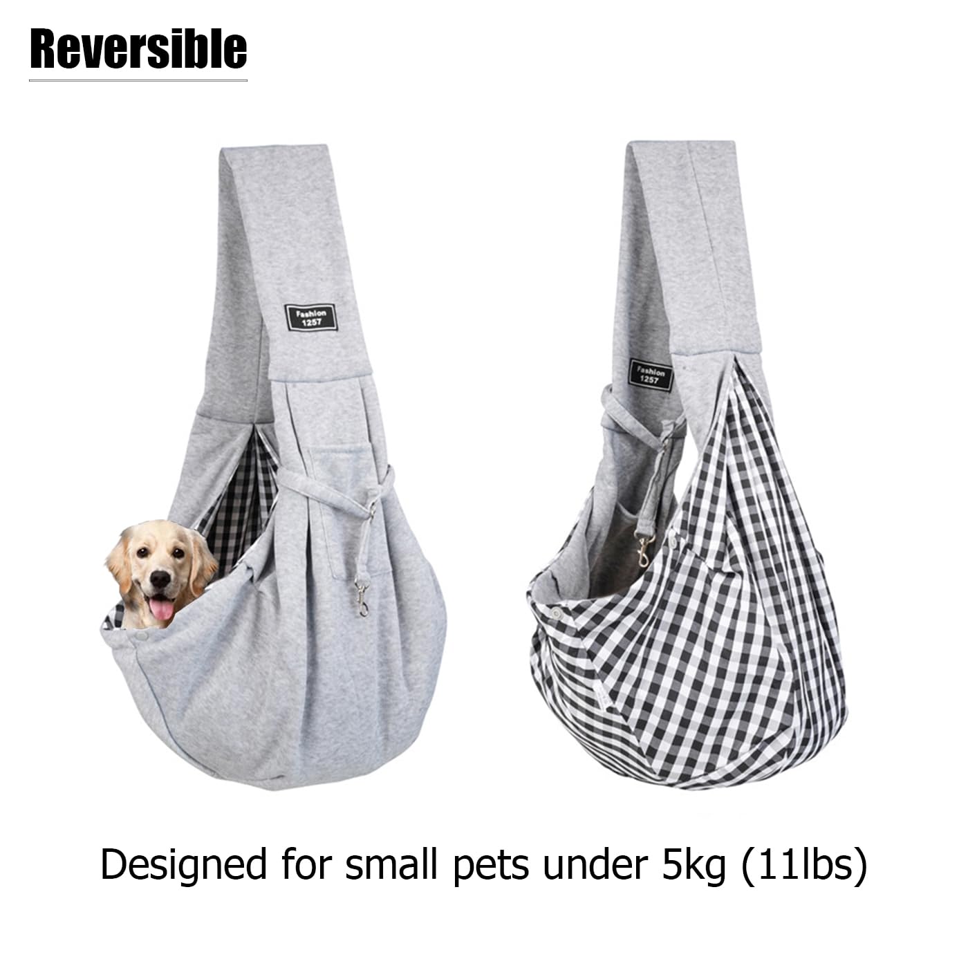 Puppy Sling Carrier for Small Dogs up to 15 lbs, Breathable Reversible Dog Bag Carrier Sling with Wide Strap - Image 3