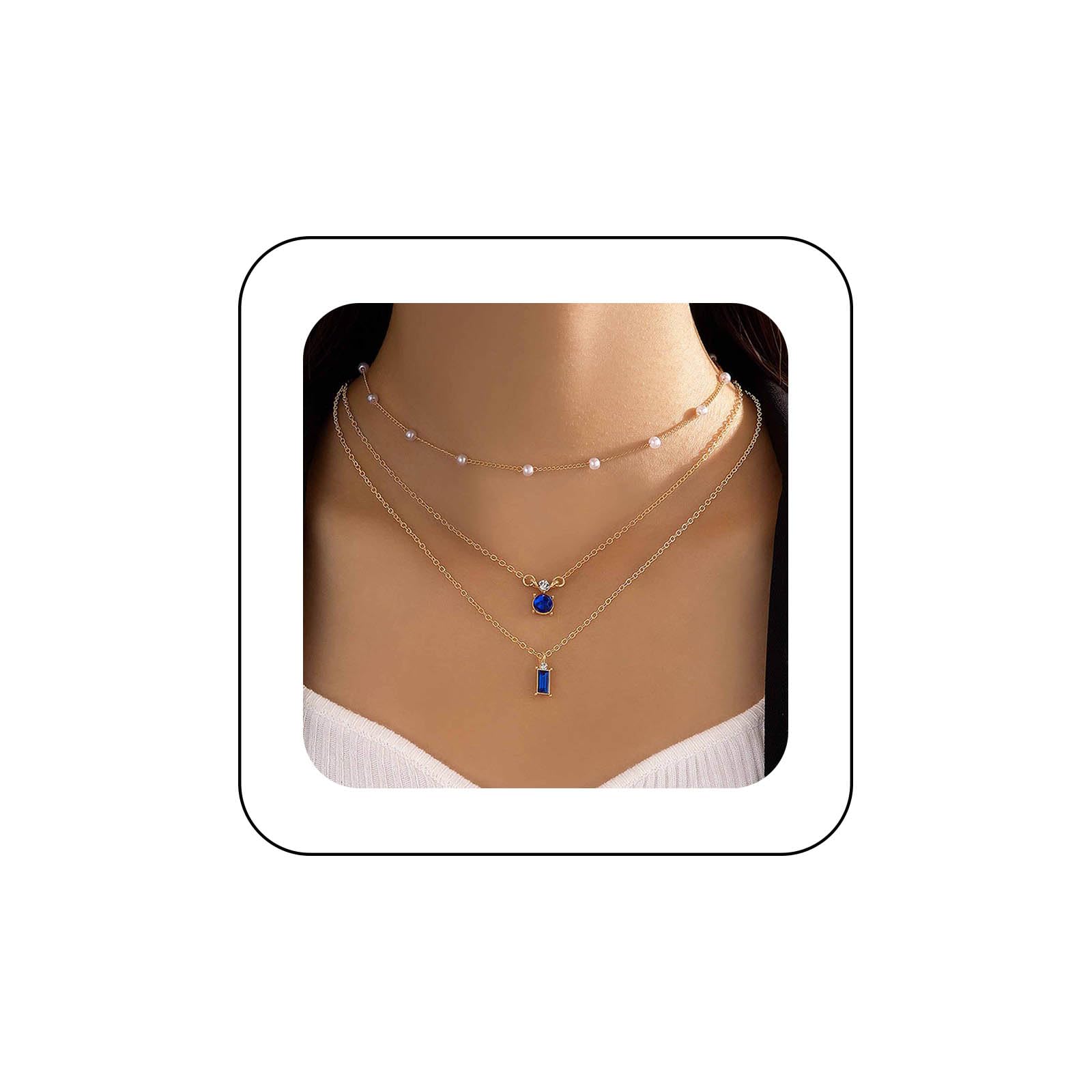 Aneneiceera Collana con strass a strati Boho Collana girocollo con perline nere Collana con ciondolo in cristallo nero Collana con strass brillanti multistrato Collana minimalista Gioielli per donne