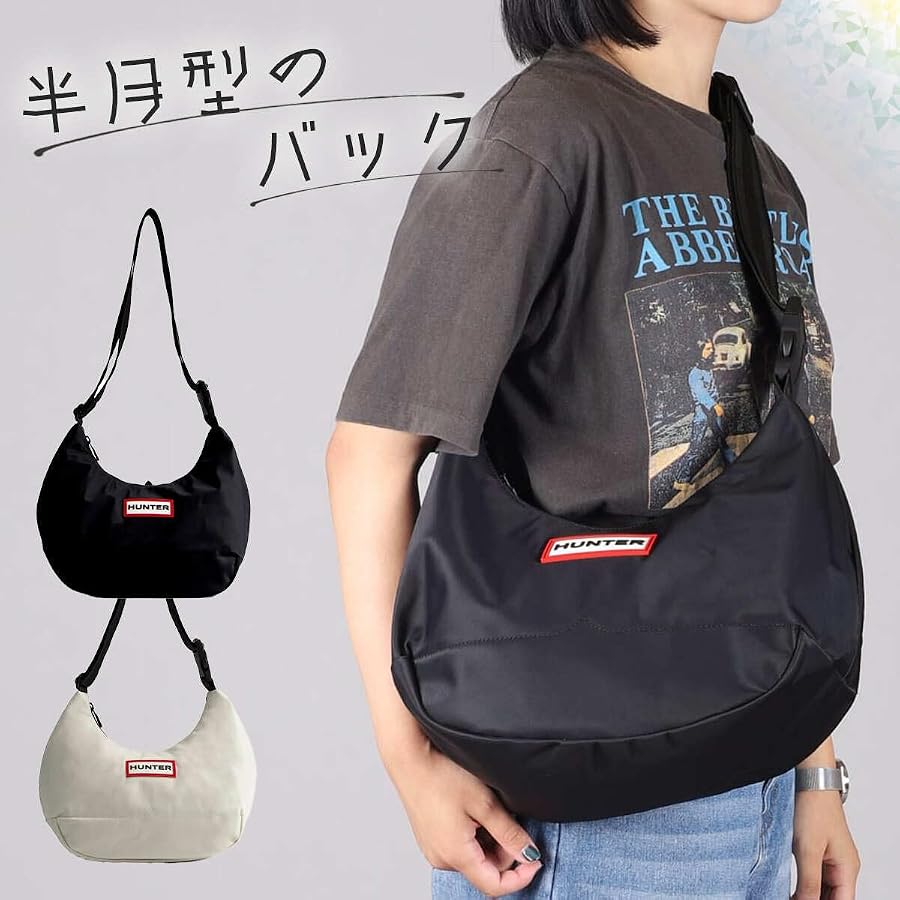 HUNTER ブラックホーボーバッグ Hunter Nylon Midi Hobo Bag, Black, One Size: Handbags: Amazon.com