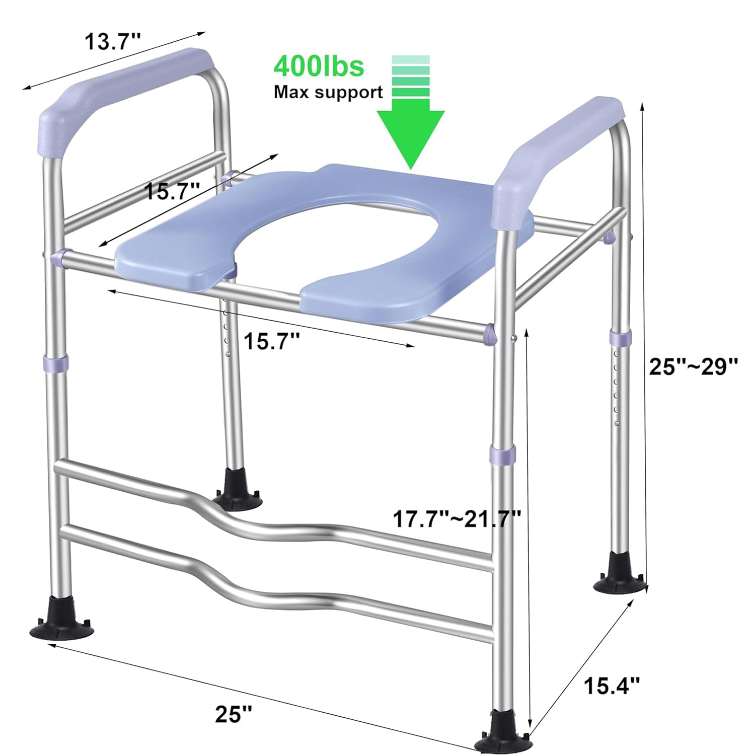 HEYOUTH Ausilio per WC,Alone Raised Toilet Seat 150 kg,Rialzo per sedile WC regolabile in altezza con braccioli, robusti Supporto WC per Anziani, Antiscivolo