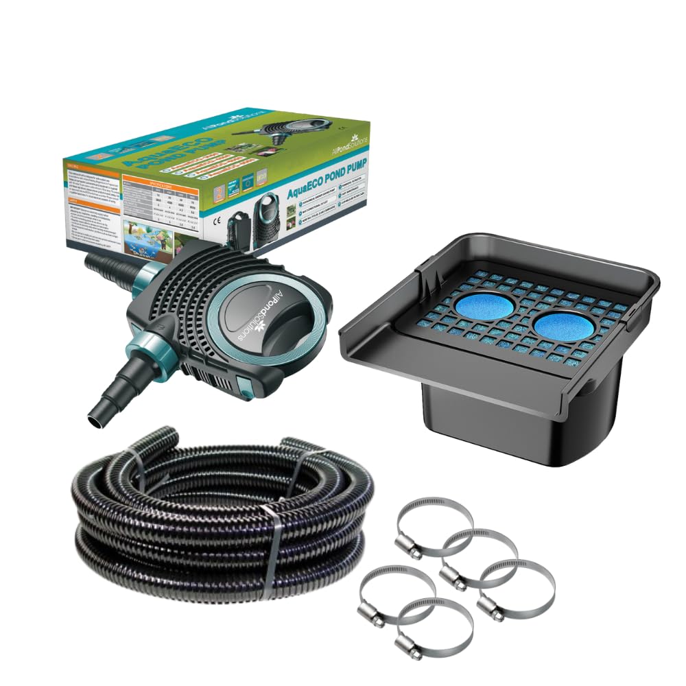 Allpondsolutions Black Pond Waterfall And Pond Filtration System, Ideal For Small Ponds, Mechanical, Biological Filtration And Aeration, 40Cm Spillway Complete Kit