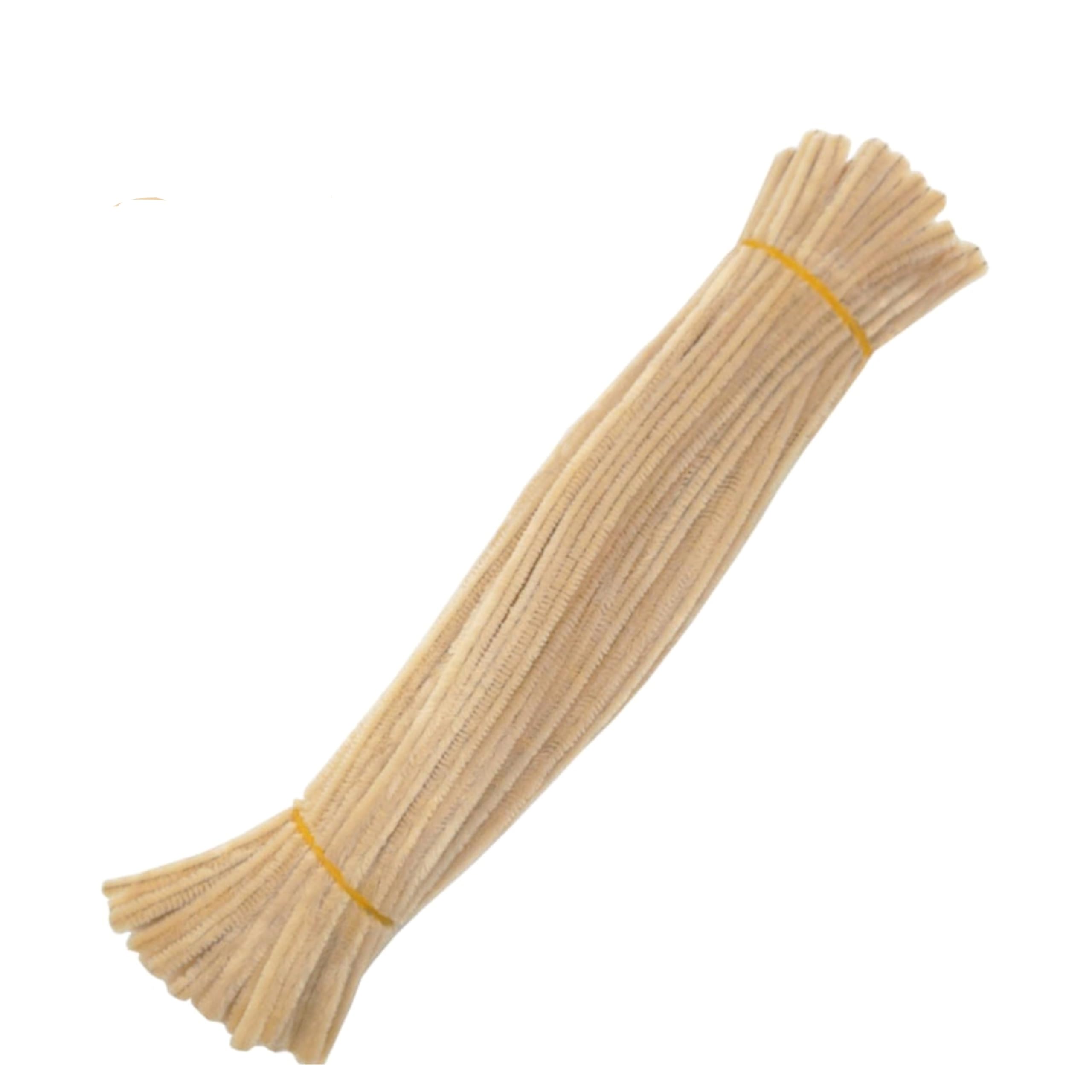 Velme Craft 100Pc Pipe Cleaners Craft Set | Chenille Stem Fuzzy Sticks DIY Craft Supplies for Art Projects Activities, Decorations, Flower Making, Modeling & Sculpting (Beige)