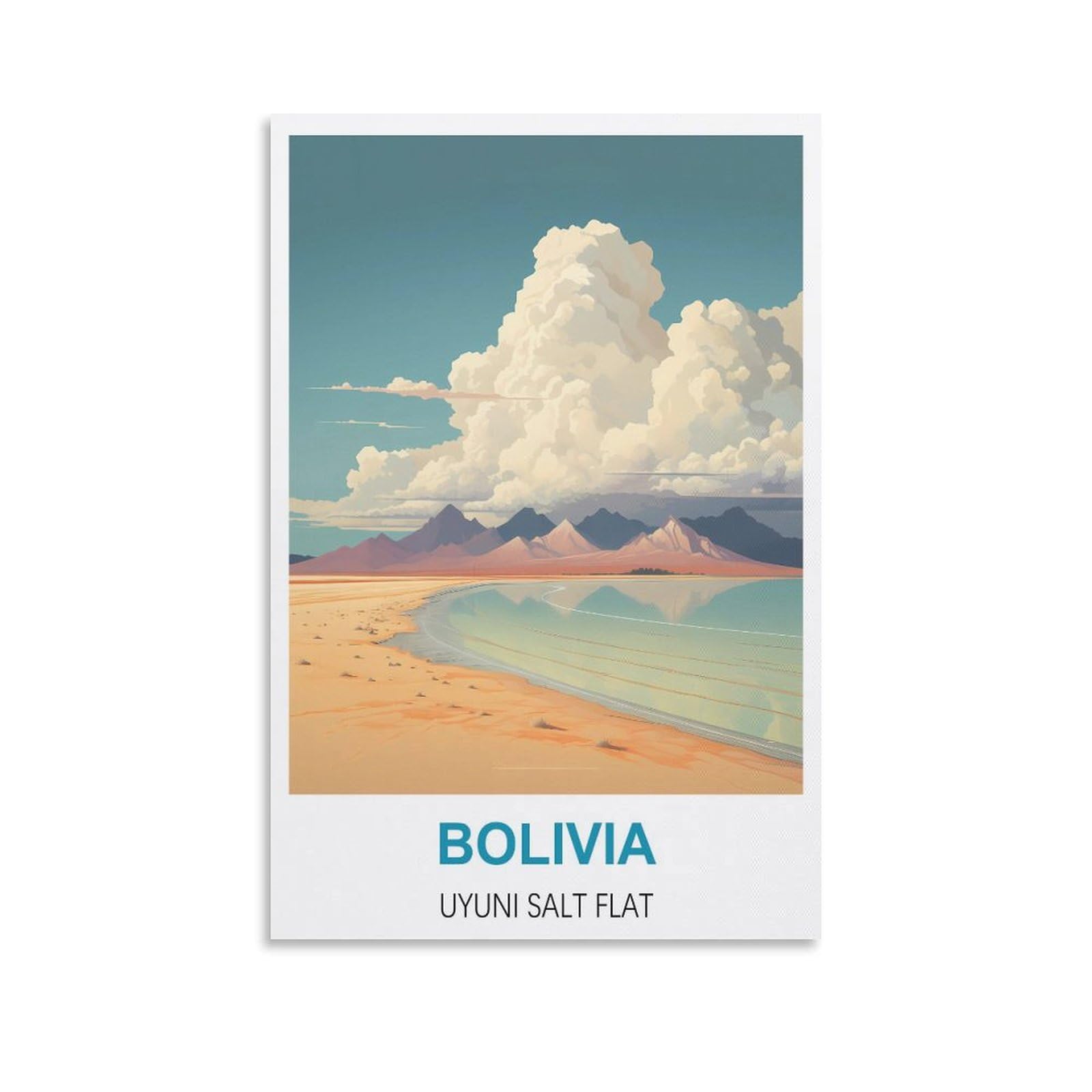 Vintage Metal Tin Sign,Bolivia Uyuni Salt Flatss,Travel Tin Signs Metal Poster Wall Decor Office Cafe Bathroom Badroom 30x30cm