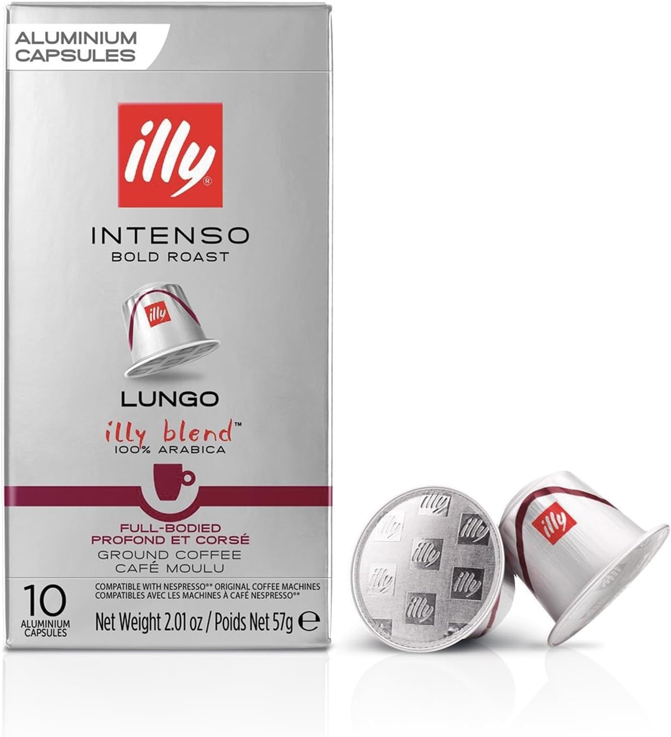 Illy Espresso Compatible Capsules - Single-Serve Coffee Capsules & Pods - Intenso Lungo Dark Roast - Notes Of Cocoa & Dried Fruit Coffee Pods - For Nespresso Coffee Machines – 10 Count