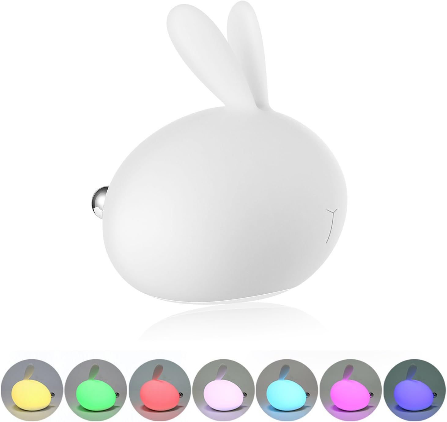 Kaistyle Bunny Night Light, Nightlight, Led Rechargeable Rabbit Night Lamp for Kids Children-White