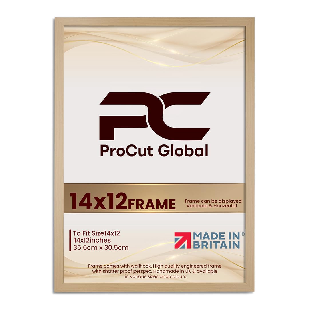 Procut Global 14X12 Country Pine Picture Frames - Modern Wooden Photo Frame with Shatterproof Perspex for Wall or Tabletop - Perfect for Posters, Certificates, Prints - Sizes & Colors Available