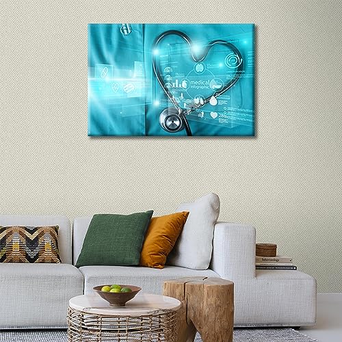 Image of TUMOVO Canvas Wall ArtHealth Medical Technology or Scientific Research Concept Artwork Pictures Black and White Wall Art 1 Panel Home Decor Clinical Laboratory Framed Ready to Hang (16 inch Wx24 H)