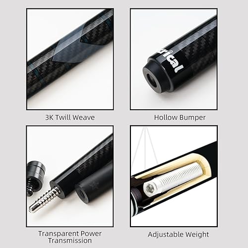 Miniatura 8 de CRICAL Carbon Fiber Pool Cue Stick 58" Billiard Cue Sticks Professional Low Deflection Pool Sticks with 38 * 8 Pin Joint and 12.5mm Tip
