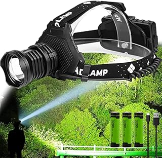 P70 LED Super Bright Head Torch, 20,000 Lumens Strong LED Head Torch, 5 Modes USB Rechargeable Waterproof Kids Head Torch, with 3x3200mah Battery, Suitable for Camping, Night Riding, and Adventure