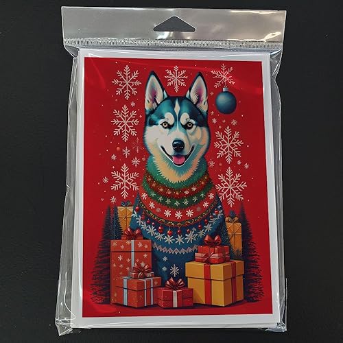 Miniatura 3 de Caroline's Treasures DAC3163GCA7P - Tarjetas de felicitación navideñas de Husky siberiano, paquete de 8 tarjetas en blanco con sobres, tamaño A7, 5