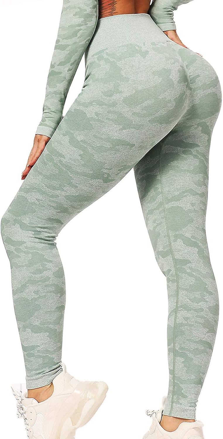JFAN Pantalones de Yoga para Mujer Sujetador de Yoga Camuflaje de Cintura Leggings de Compresión Ropa Deportiva para Deportes de Gimnasio, Sujetador y Pantalones Venden por Separado