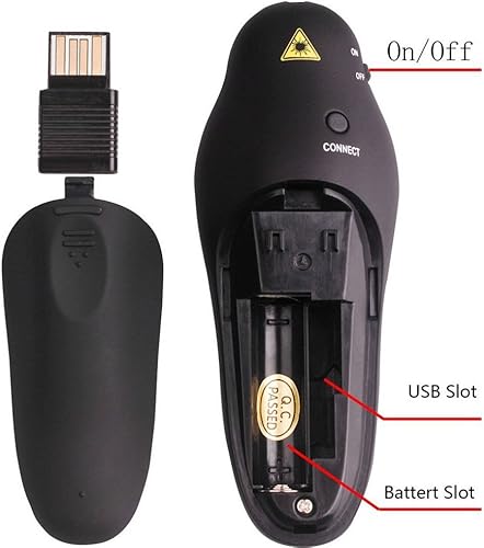 Miniatura 4 de Presentador inalámbrico USB de 2.4 GHz con control remoto, puntero láser, lápiz rojo RF PowerPoint Presentación Clicker Controlador PPT para