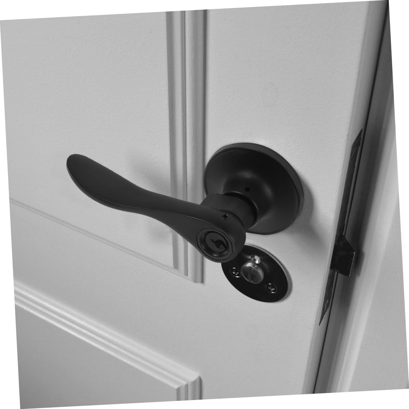 Bedroom Door Lever Lock with Round Hole Front Door Handle Lock for Interior Rooms for Home and Office Use