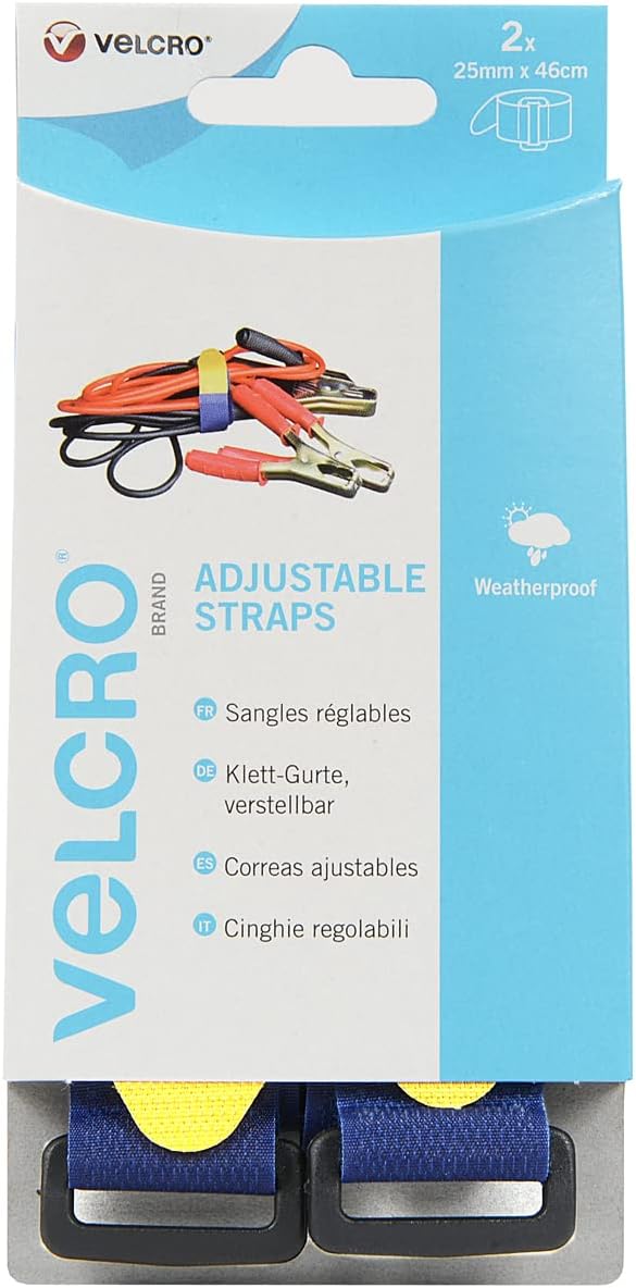 VELCRO® Brand | Adjustable Straps | Flexible & Versatile All Purpose Straps for Home Improvement | Blue | 25mm x 46cm | Set of 2
