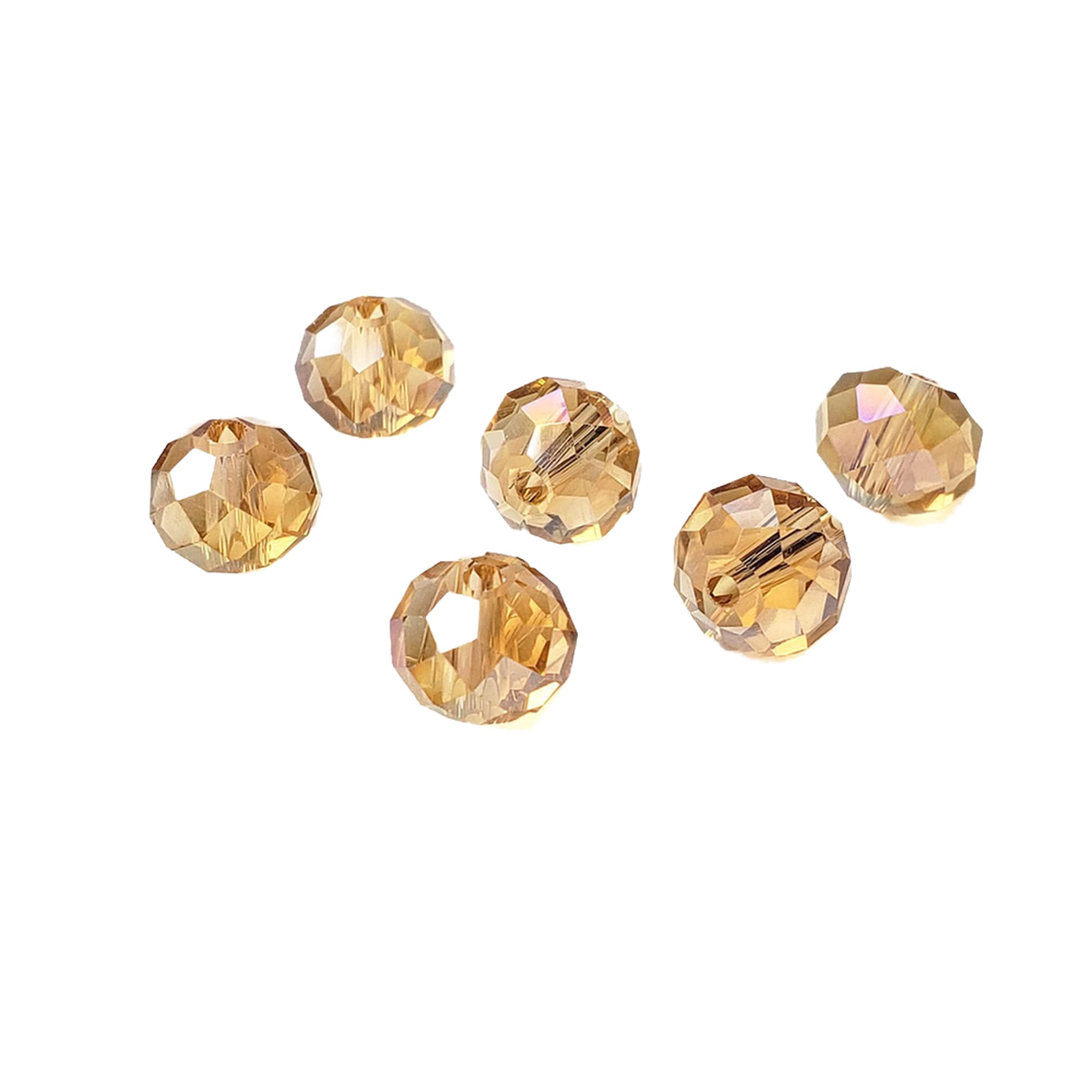 8mm Rondelle Gold Champagne Glass Beads for Jewelry Making, 300pcs Faceted Briolette Crytal Spacer Beads for Bracelet Necklace Earring